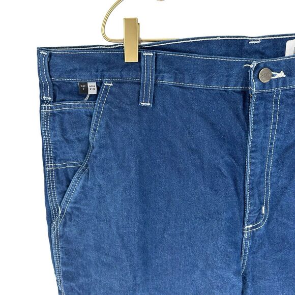 Carhartt Jeans Mens 42 x 32 Blue Flame Resistant Straight Work Utility Denim - Picture 5 of 16